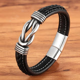 4-Color Leather Rope Bracelet Stainless Steel Woven Bracelet