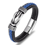 4-Color Leather Rope Bracelet Stainless Steel Woven Bracelet