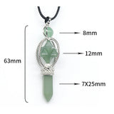 Aventurine Merkaba Chakra Pendant Hexagonal Column Necklace