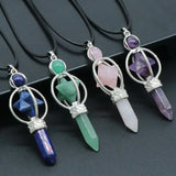 Aventurine Merkaba Chakra Pendant Hexagonal Column Necklace