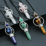 Aventurine Merkaba Chakra Pendant Hexagonal Column Necklace