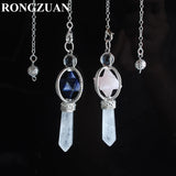 Merkaba Dowsing Pendant Quartz Natural Stone Pendulum Wicca Chakra Chain