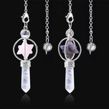 Merkaba Dowsing Pendulum Natural Stone Crystal Pink Star Reiki Healing