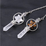 Merkaba Dowsing Pendulum Natural Stone Crystal Pink Star Reiki Healing
