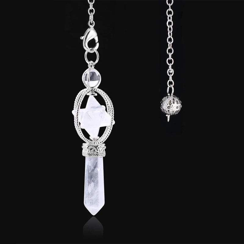Merkaba Dowsing Pendulum Natural Stone Crystal Pink Star Reiki Healing