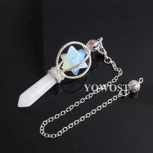 Merkaba Dowsing Quartz Opal Reiki Healing Pendulum Pendant