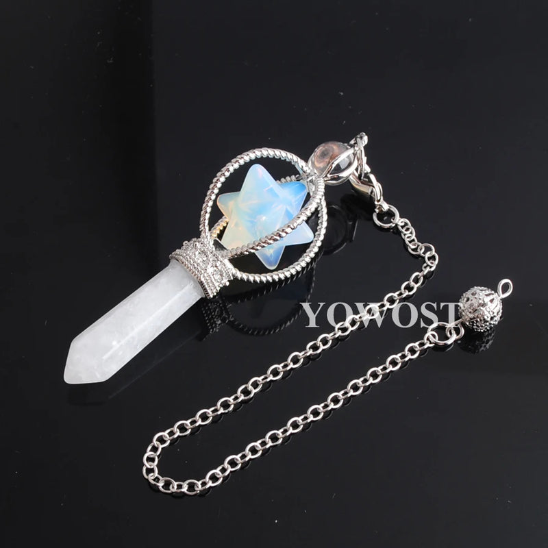 Merkaba Dowsing Quartz Opal Reiki Healing Pendulum Pendant