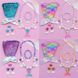 Mermaid Accessories Jewelry Set Sequins Purse Necklace Bracelet Earrings