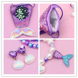 Mermaid Accessories Jewelry Set Sequins Purse Necklace Bracelet Earrings