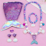 Mermaid Accessories Jewelry Set Sequins Purse Necklace Bracelet Earrings