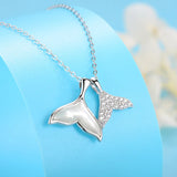 Mermaid Dolphin Tail Pendant Necklace Silver 925 Rose Jewelry
