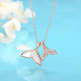 Mermaid Dolphin Tail Pendant Necklace Silver 925 Rose Jewelry