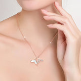 Mermaid Dolphin Tail Pendant Necklace Silver 925 Rose Jewelry