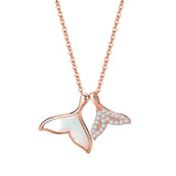 Mermaid Dolphin Tail Pendant Necklace Silver 925 Rose Jewelry