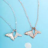 Mermaid Dolphin Tail Pendant Necklace Silver 925 Rose Jewelry