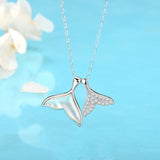Mermaid Dolphin Tail Pendant Necklace Silver 925 Rose Jewelry