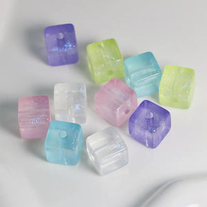 Mermaid Glitter Cube Luminous Glow Beads for DIY Jewelry Making