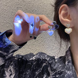 Mermaid Pearl Earrings Light Micro Set Net Red Sweet Earrings Women's Jewelry