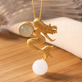 Mermaid Pendant Necklace Sterling Silver Plated Hetian Jade Gray Jade