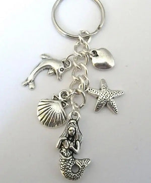 Mermaid Shell Starfish Dolphin Cluster Keychain Bag Charm Gift