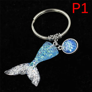 Mermaid Tail Kids Keychain Sequins Keyring Decorative Pendants