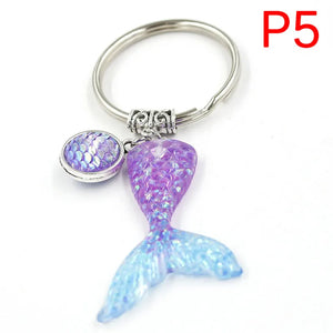 Mermaid Tail Kids Keychain Sequins Keyring Decorative Pendants