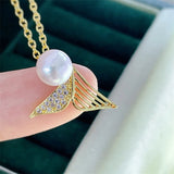 Mermaid Tail Pendant Mount Base Setting for 6-7mm Pearls Corals Beads