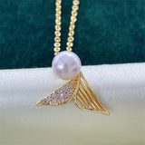 Mermaid Tail Pendant Mount Base Setting for 6-7mm Pearls Corals Beads