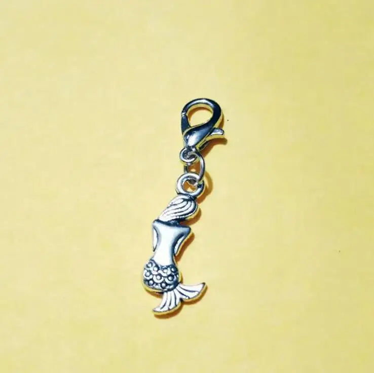 Mermaid Girl Charm Dangle Bead Charm Lobster Clasp DIY Jewelry Making