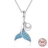 Mermaid Tail Pearl Pendant 925 Sterling Silver