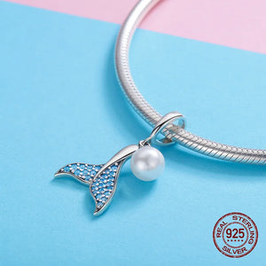 Mermaid Tail Pearl Pendant 925 Sterling Silver