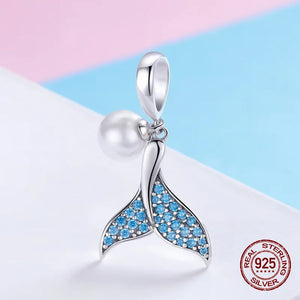 Mermaid Tail Pearl Pendant 925 Sterling Silver