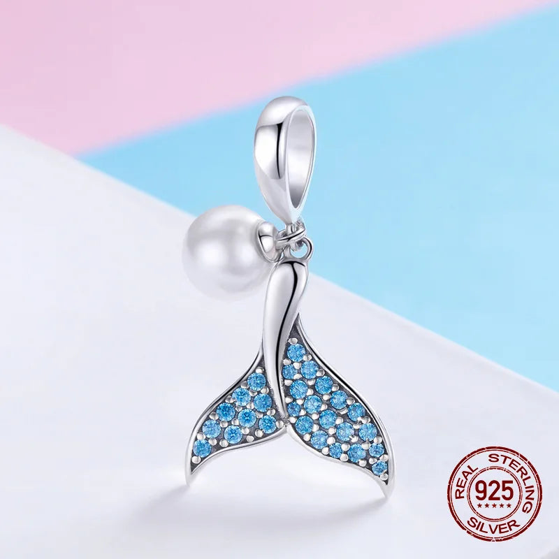 Mermaid Tail Pearl Pendant 925 Sterling Silver