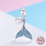 Mermaid Tail Pearl Pendant 925 Sterling Silver