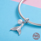 Mermaid Tail Pearl Pendant 925 Sterling Silver