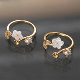 Mermaid Shell Pearl Zircon Ring Adjustable Ring DIY Jewelry