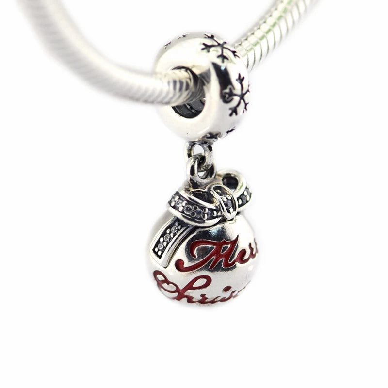 Christmas Bauble Charm Silver Beads For Jewelry Making