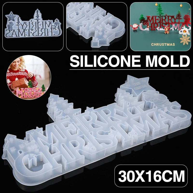 Christmas Letter Silicone Casting Mold Resin Epoxy Pendant Mould