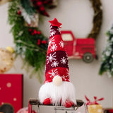 Christmas Gnome Doll Ornaments Snowflake Knitted Hat Faceless Doll