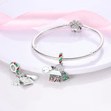 Merry Christmas Tree Santa Snowman Dangle Charm Bracelet Necklace Pendant Beads