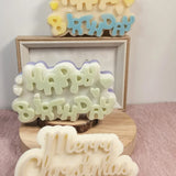 Christmas Scented Candle Molds Happy Birthday Aroma Soap Silicone Moulds