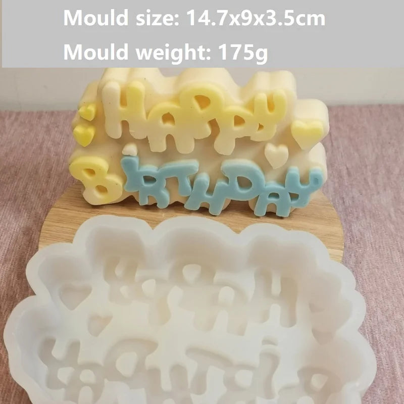 Christmas Scented Candle Molds Happy Birthday Aroma Soap Silicone Moulds