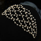 Mesh Hairband Vintage Pearl Headband Tiaras Hair Vines