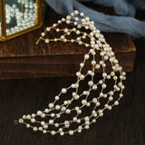 Mesh Hairband Vintage Pearl Headband Tiaras Hair Vines