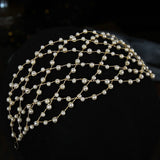Mesh Hairband Vintage Pearl Headband Tiaras Hair Vines
