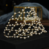 Mesh Hairband Vintage Pearl Headband Tiaras Hair Vines