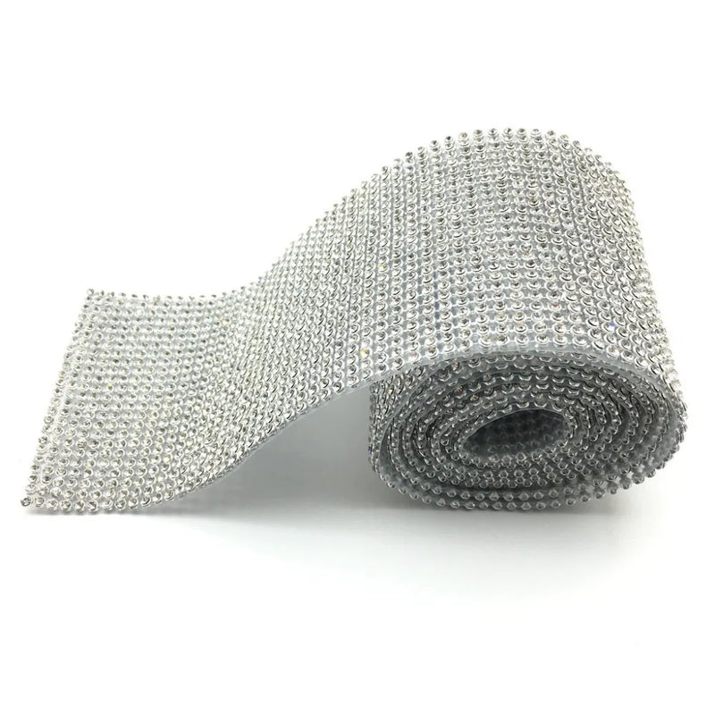 Silver Rhinestone Mesh Trim Diamond Ribbon for DIY Wedding Jewelry
