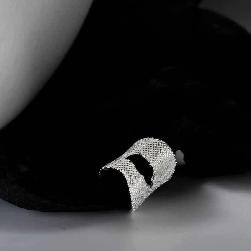 925 Silver Mesh Hollow Ear Clip No Piercing Matte Design Women's Jewelry