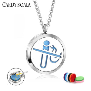 Titanium Steel Aromatherapy Necklace with No Smoking Pattern