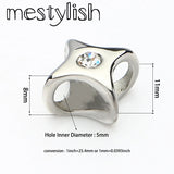 10pcs/Lot 5mm Stainless Steel Square Slider Beads